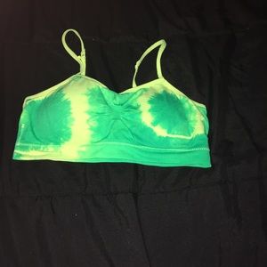 Green tie die sports bra